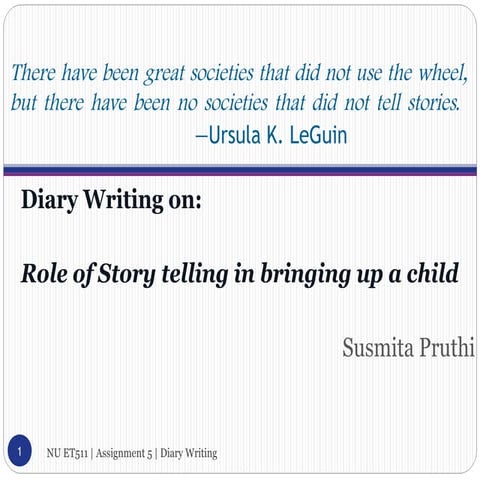 Diary Writing on Role of Story Telling in Learning