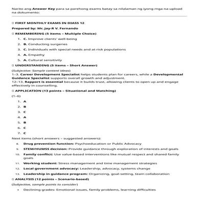DIASS Answer Key para sa parehong exams batay sa nilalaman ng iyong mga ...
