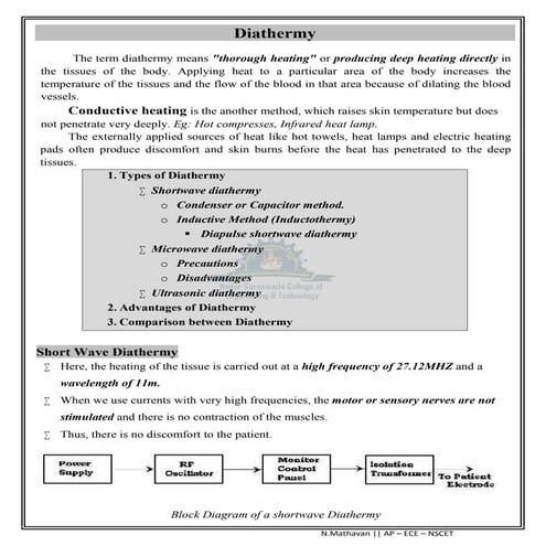 Diathermy - Medical Electronics - Hints for Slow Learner 