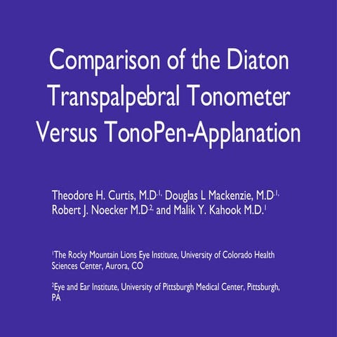 Glaucoma Test: Eye Pressure Diaton tonometer vs. Tono pen applanation clinical comparison