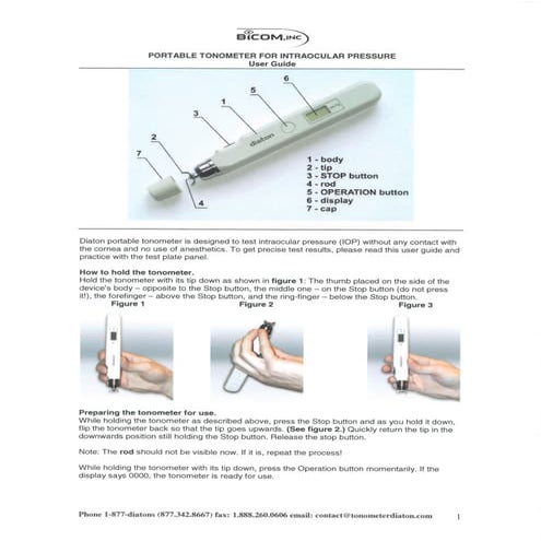 Diaton Tonometer User Guide Bicom | PDF