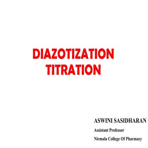DIAZOTIZATION TITRATION, Pharmaceutical analysis