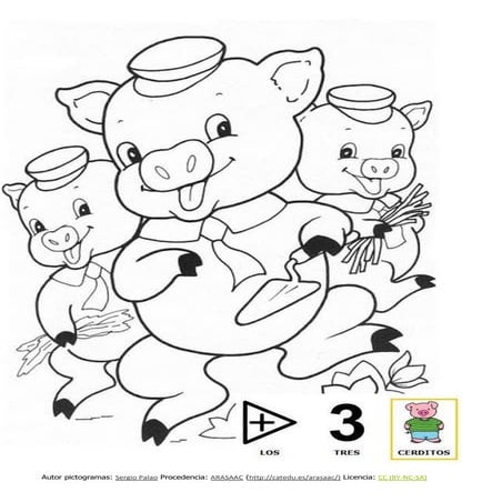 Dibujos 3 cerditos con pictos para colorear