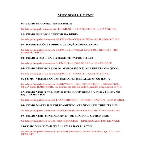 Dicas De Configuração  S D H  Lucent  A D M[1]