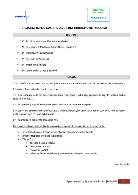 Dicas em torna das etapas de um tra...