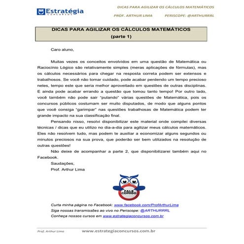 Dicas para agilizar os cálculos matemáticos   parte1