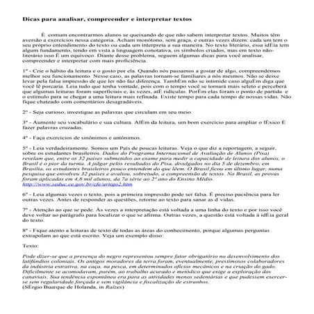 Dicas Para Compreender E Interpretar Textos | DOC