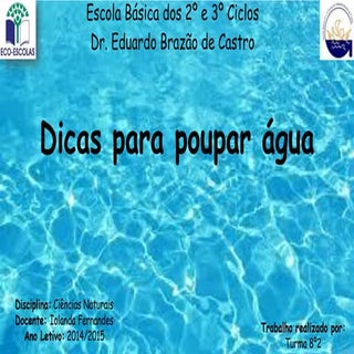 Dicas para poupar agua 8º2