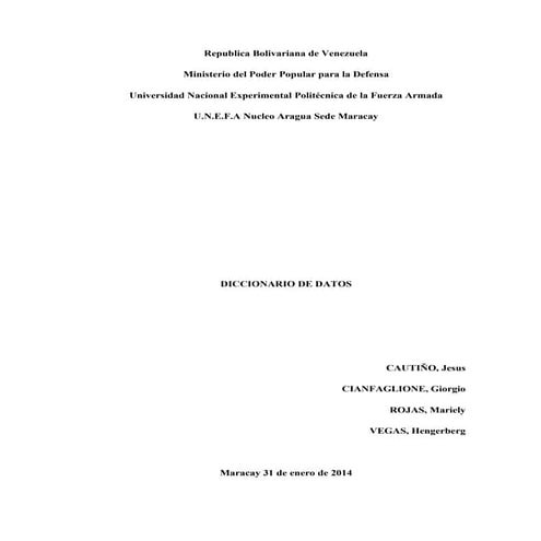 Diccionario de datos Unefa