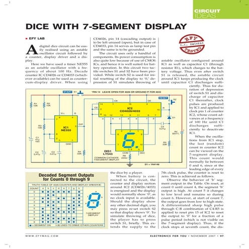 Dice with 7 segment display