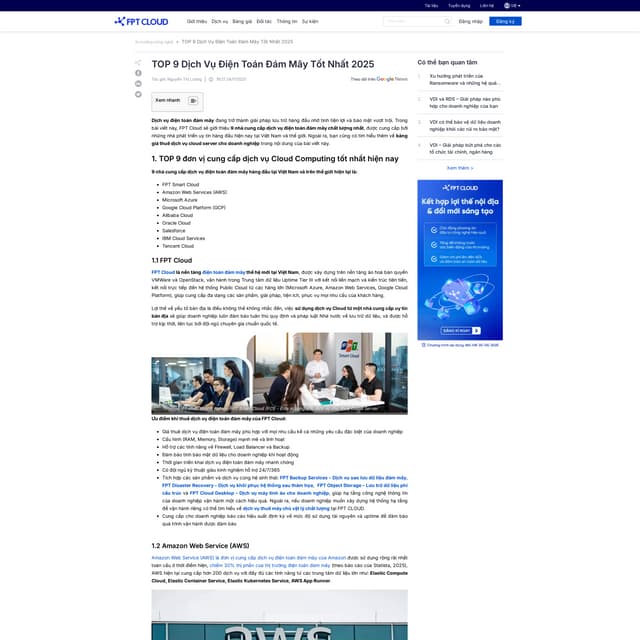 TOP 9 Dịch Vụ Điện Toán Đám Mây Tốt Nhất 2025