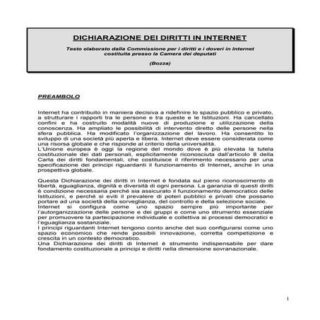 Dichiarazione dei diritti Internet (bozza Camera)