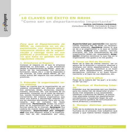 10 Claves de éxito en RRHH