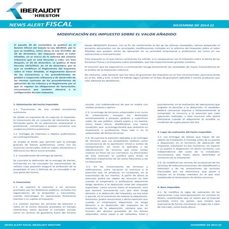 News Alert Fiscal Diciembre 2014 (I)