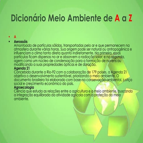Dicionário meio ambiente de a a z | PPTX