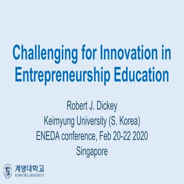 Challenging for Innovation in Entrepreneurship Education