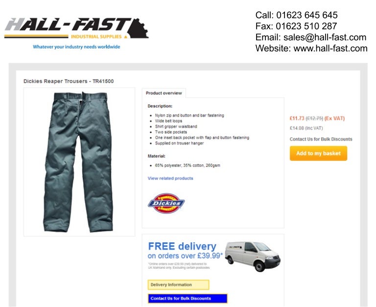 dickies reaper trousers - Protein Burger