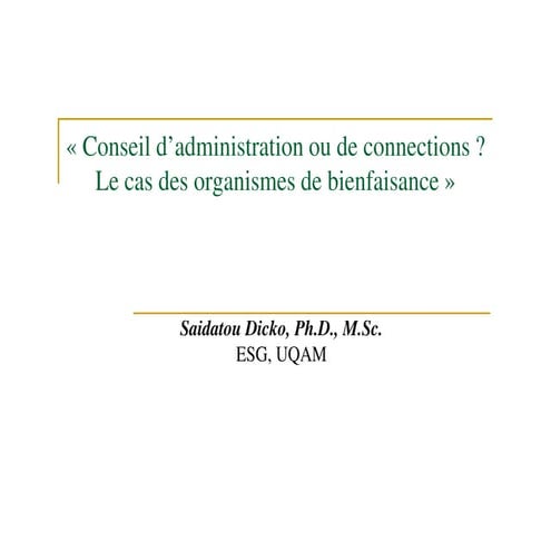 Conseil d’administration ou de connections? Saidatou Dicko