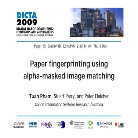 Paper fingerprinting using alpha-masked image matching