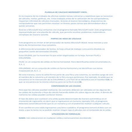 Dictado planilla de calculo microsoft excel