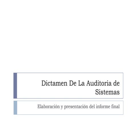 Dictamen de la auditoria de sistemas