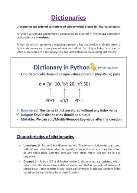 Python Dictionary | PPT