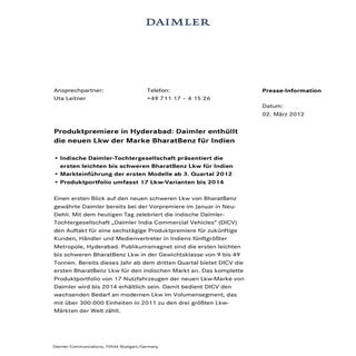 DICV - BharatBenz Produktpremiere i...
