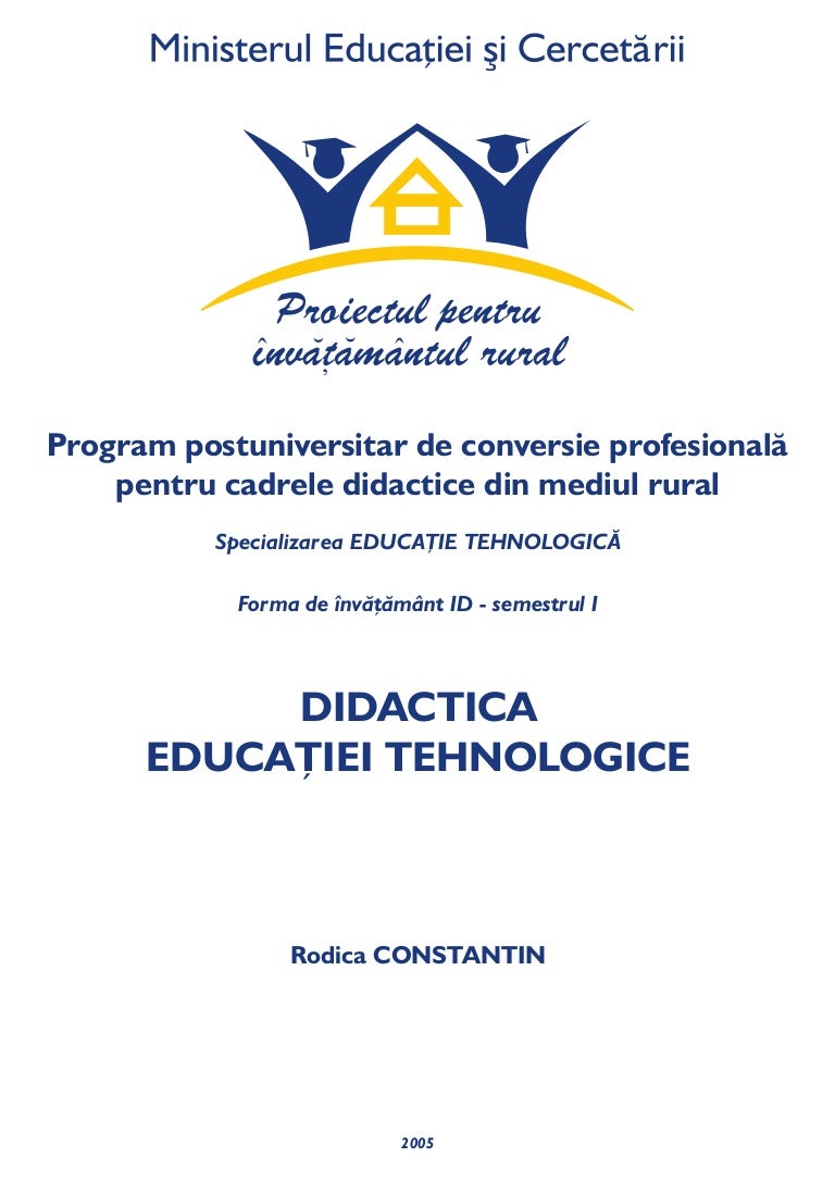 Planificare Educatie Tehnologica Pentru Copii Cu Ces