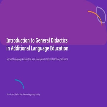 Introduction to General Didactics in Additional Language Education: SLA ...