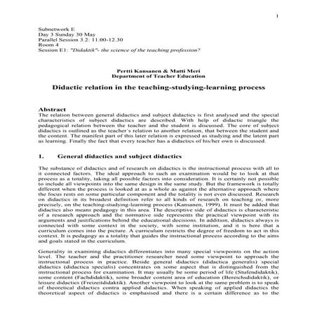 Didactic relation in the teaching-studying-learning process