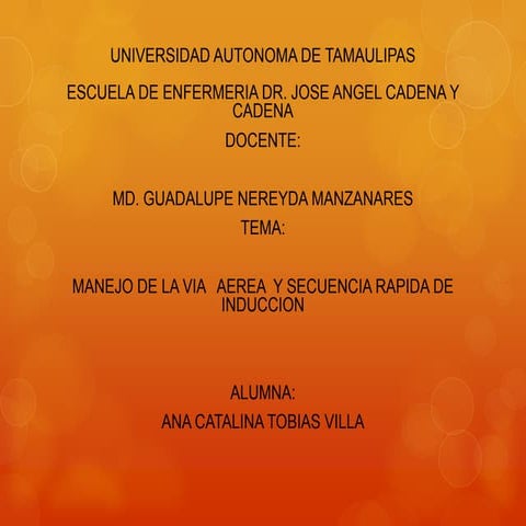 MANEJO DE LA VIA   AEREA  Y SECUENCIA RAPIDA DE INDUCCION