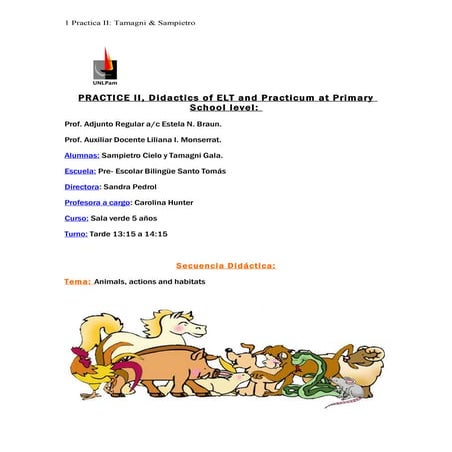 Didactic Sequence ANIMALS plus Lesson Plan 1 and 2 | DOC