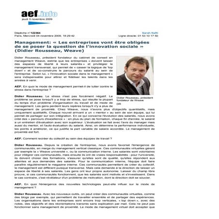 Didier Rousseau AEF 05 novembre 2009 