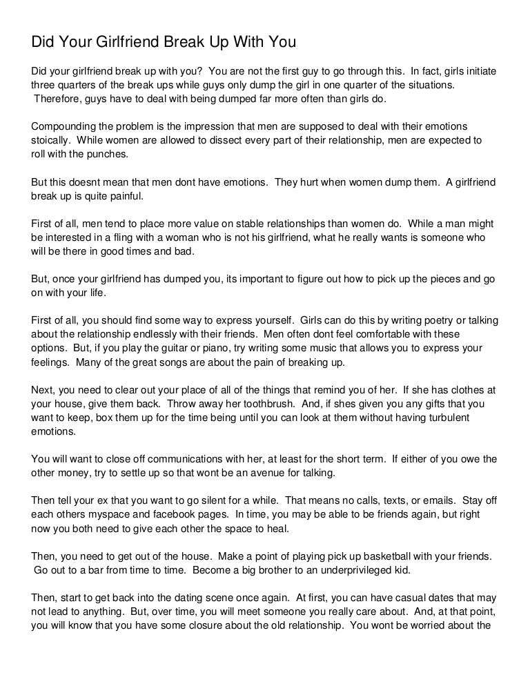 Did Your Girlfriend Break Up With You