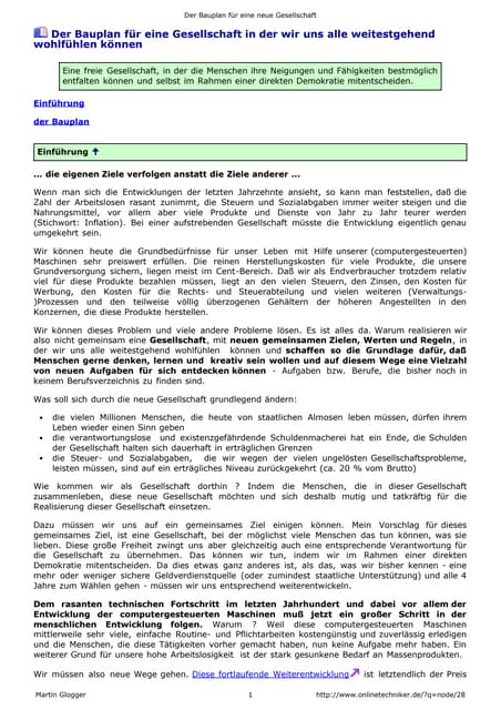 Der Bauplan für eine neue Gesellschaft