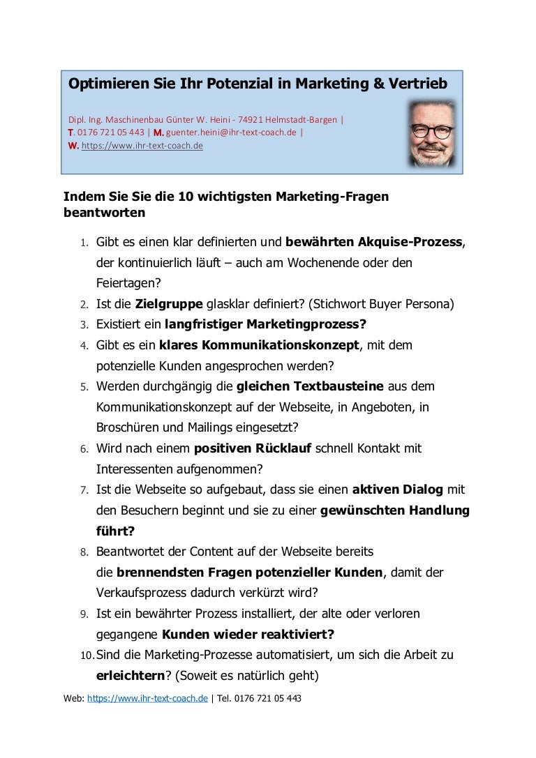 Die 10 wichtigsten Fragen, die Sie an Ihr Marketing stellen sollten