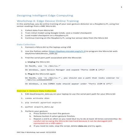 Designing Intelligent Edge Computing Day 4 Workshop