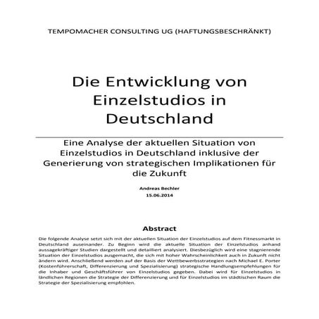 Die Entwicklung von Einzelstudios im Sport- und Fitnesssektor