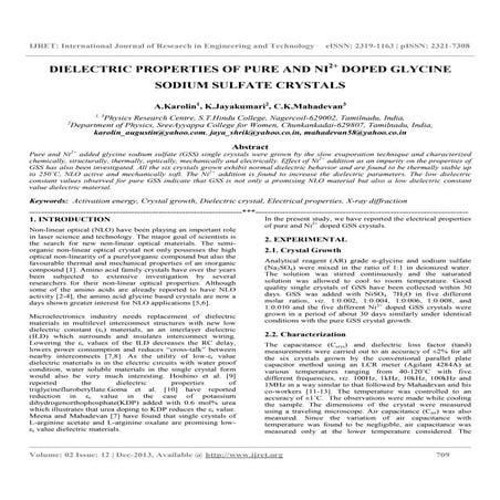 Dielectric properties of pure and ni2+ doped glycine