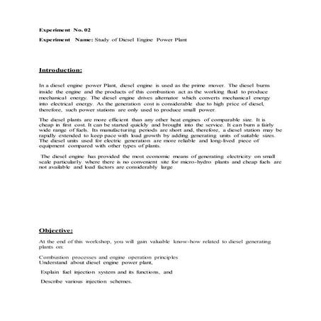 Diesel Power Plant Report