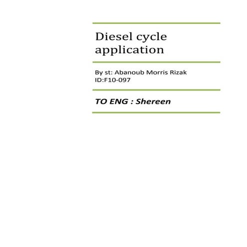 Diesel engine applications