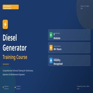 Diesel Generator Training Course for genersators | PPTX