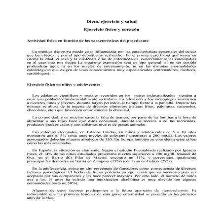 Dieta, Ejercicio Y Salud