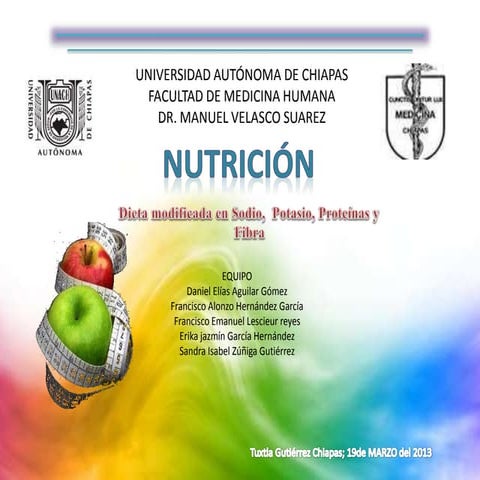 Dieta modificada en sodio, potasio, proteina y fibra