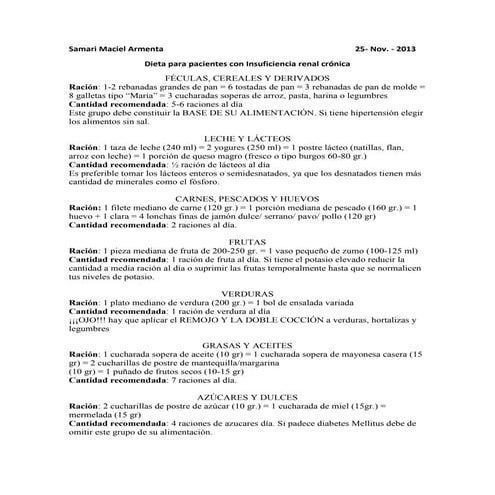 Dieta para pacientes con insuficiencia renal crónica