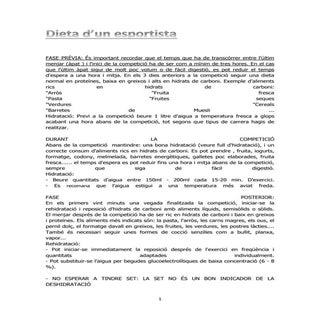 Dieta recomanada d'un esportista