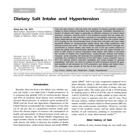 Dietary salt intake and hypertension