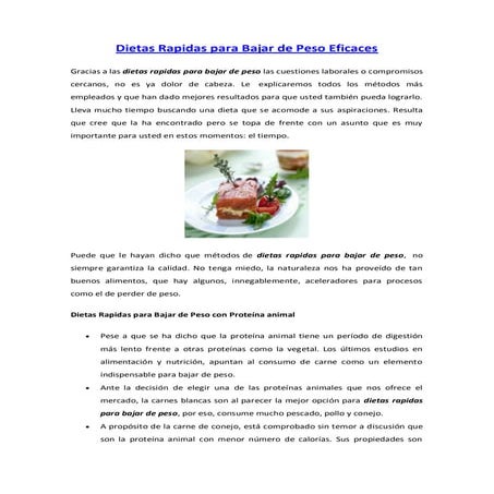 Dietas rapidas para bajar de peso