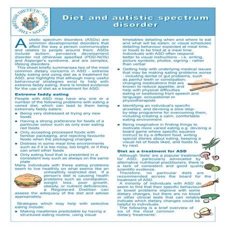 Diet & autistic spectrum disorder | PDF