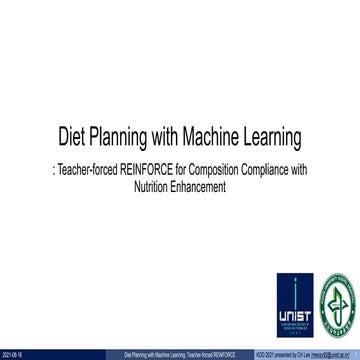Diet planning with machine learning (changhun lee)   현장발표용